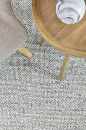 Sibley Ivory Silver Wool Rug - Floorsome - FLATWEAVE