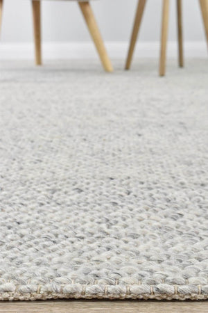 Sibley Ivory Silver Wool Rug - Floorsome - FLATWEAVE