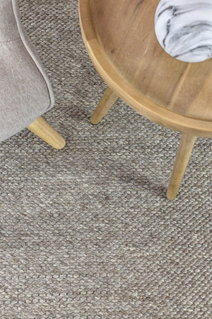 Sibley Mocha Wool Rug - Floorsome - FLATWEAVE