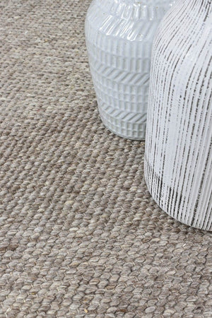 Sibley Mocha Wool Rug - Floorsome - FLATWEAVE