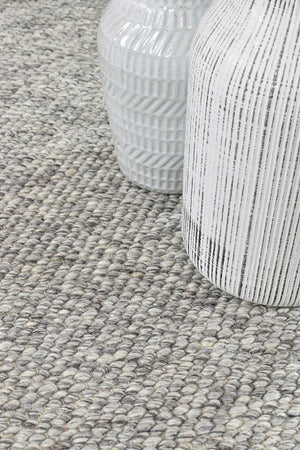 Sibley Silver Wool Rug - Floorsome - FLATWEAVE