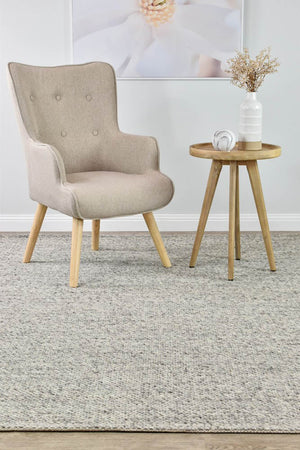 Sibley Silver Wool Rug - Floorsome - FLATWEAVE