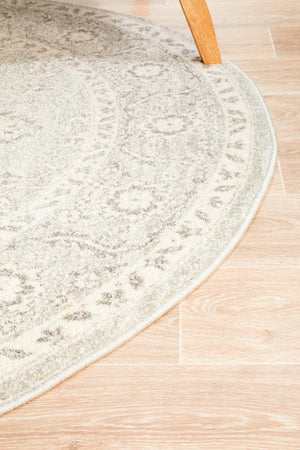 Silver Flower Transitional Round Rug - Floorsome - Modern