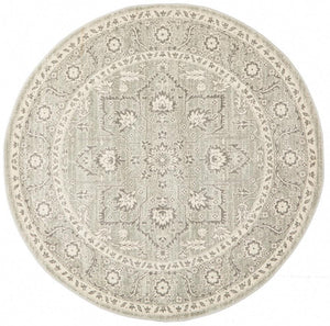 Silver Flower Transitional Round Rug - Floorsome - Modern