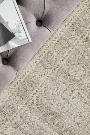 Silver Flower Transitional Runner Rug - Floorsome - Modern