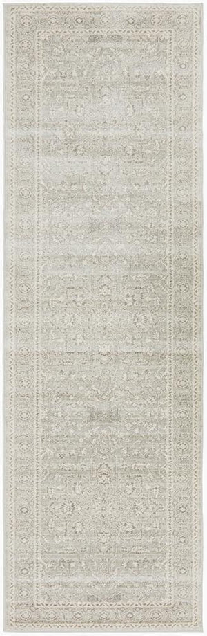 Silver Flower Transitional Runner Rug - Floorsome - Modern