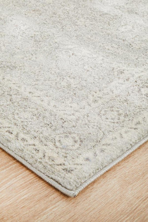 Silver Flower Transitional Runner Rug - Floorsome - Modern