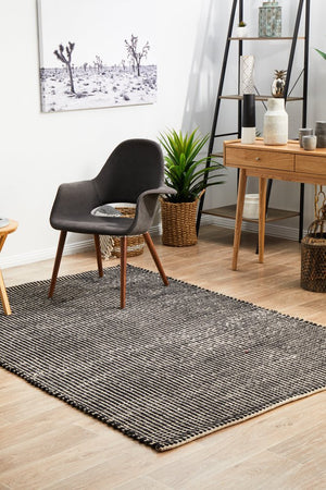 Skandi 300 Black Wool Rug - Floorsome - Modern