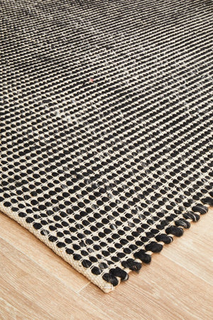 Skandi 300 Black Wool Rug - Floorsome - Modern