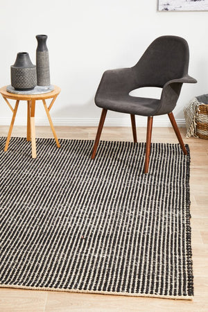 Skandi 300 Black Wool Rug - Floorsome - Modern