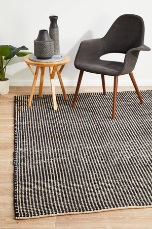 Skandi 300 Black Wool Rug - Floorsome - Modern