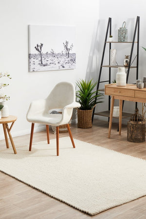 Skandi 300 White Wool Rug - Floorsome - Modern