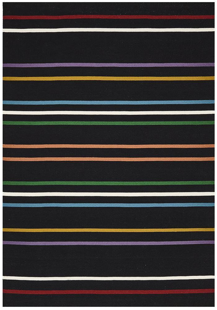 Skandi 306 Flat Weave Multi Black Wool Rug