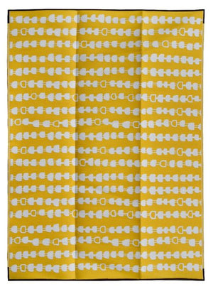 Stripes Arrow Yellow & White Foldable Waterproof Large Camping Mat - 360x270cm - Floorsome - Outdoor Rugs