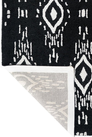 Surah Black And White Tribal P.E.T Indoor Outdoor Rug - Floorsome - Indoor/Outdoor Rugs