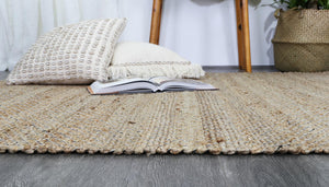 Taj Black Natural Basket Weave Jute Rug - Floorsome - Natural