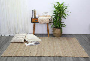 Taj Black Natural Basket Weave Jute Rug - Floorsome - Natural