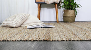 Taj Grey Natural Basket Weave Jute Rug - Floorsome - Natural