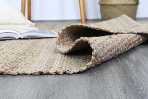 Taj Grey Natural Basket Weave Jute Rug - Floorsome - Natural