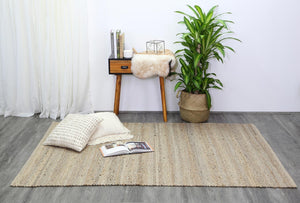 Taj Grey Natural Basket Weave Jute Rug - Floorsome - Natural