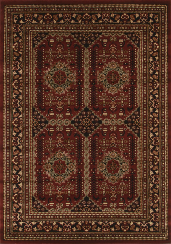 Traditional Afghan Design Rug Burgundy Red