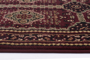 Traditional Afghan Design Runner Rug Burgundy Red - Floorsome - Traditional