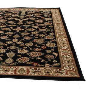 Traditional Floral Design Rug Black - Floorsome - Traditional