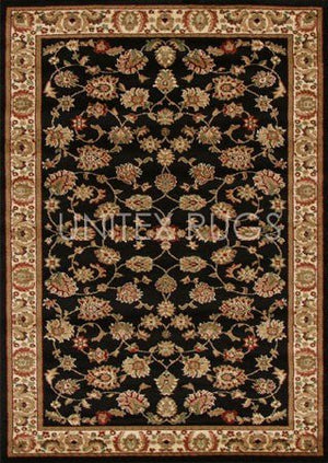 Traditional Floral Design Rug Black - Floorsome - Traditional