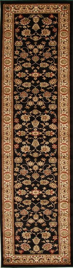 Traditional Floral Design Runner Rug Black - Floorsome - Traditional