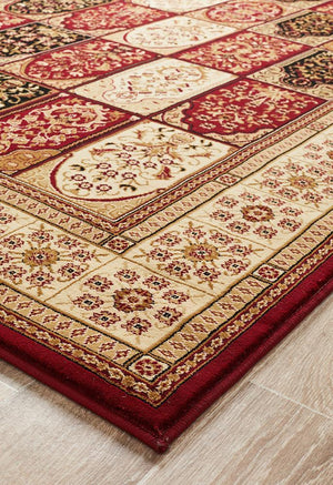 Traditional Panel Design Burgundy with Ivory - Floorsome - Traditional