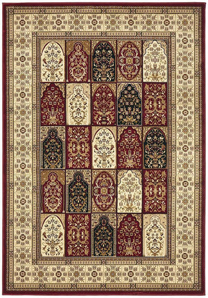 Traditional Panel Design Burgundy with Ivory - Floorsome - Traditional