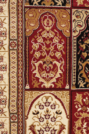 Traditional Panel Design Burgundy with Ivory - Floorsome - Traditional