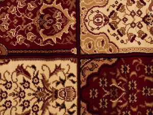 Traditional Panel Design Burgundy with Ivory Runner - Floorsome - Traditional