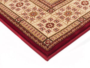 Traditional Panel Design Burgundy with Ivory Runner - Floorsome - Traditional