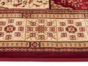 Traditional Panel Design Burgundy with Ivory Runner - Floorsome - Traditional