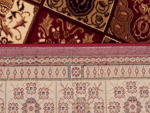 Traditional Panel Design Burgundy with Ivory Runner - Floorsome - Traditional