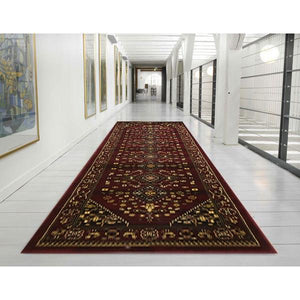 Traditional Shiraz Design Runner Rug Burgundy Red - Floorsome - Traditional
