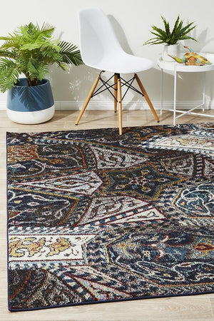 Tribe Modern Navy Rug - Floorsome - Modern