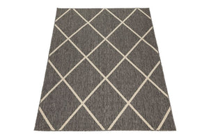 Tucson Grey Diamond Pattern Polypropylene Outdoor Rug - Floorsome - Outdoor Rugs