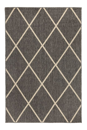 Tucson Grey Diamond Pattern Polypropylene Outdoor Rug - Floorsome - Outdoor Rugs