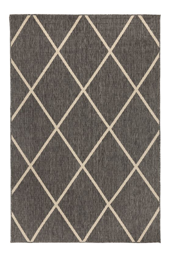 Tucson Grey Diamond Pattern Polypropylene Outdoor Rug