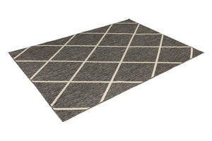 Tucson Grey Diamond Pattern Polypropylene Outdoor Rug - Floorsome - Outdoor Rugs