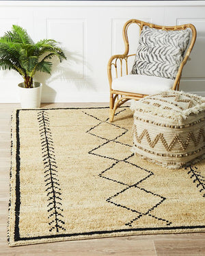 Tumu Hand Woven Tribal Jute Rug - Floorsome - Natural