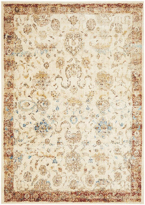 Tuskany Stunning Designer Rug Ivory Rust - Floorsome - Modern