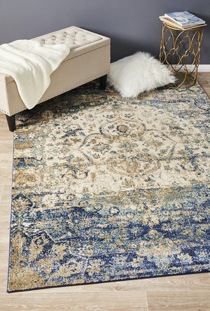 Venice Stunning Designer Rug Ivory Blue - Floorsome - Modern