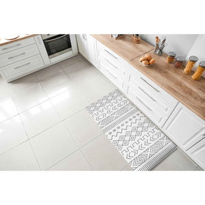 Vento Chevron Grey And White Soft Padded Kitchen Mat - Floorsome - Kitchen Mat