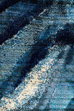 Waves Modern Indigo Runner Rug - Floorsome - Modern