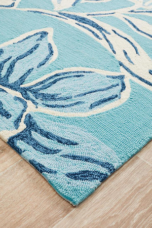 Whimsical Blue Floral Indoor Outdoor Rug - Floorsome - Outdoor