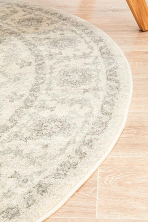 Winter White Transitional Round Rug - Floorsome - Modern