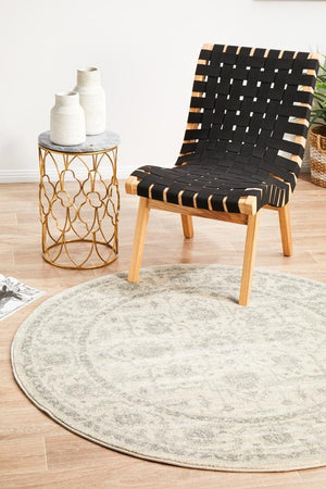 Winter White Transitional Round Rug - Floorsome - Modern